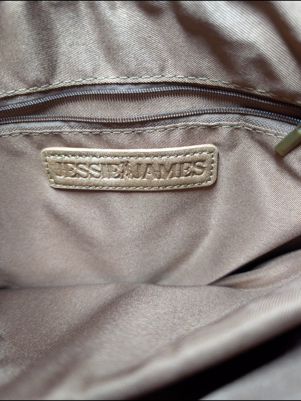 Conceal Carry Tan Crossbody Bag with Dual Front Zippers - Picture 2 of 6